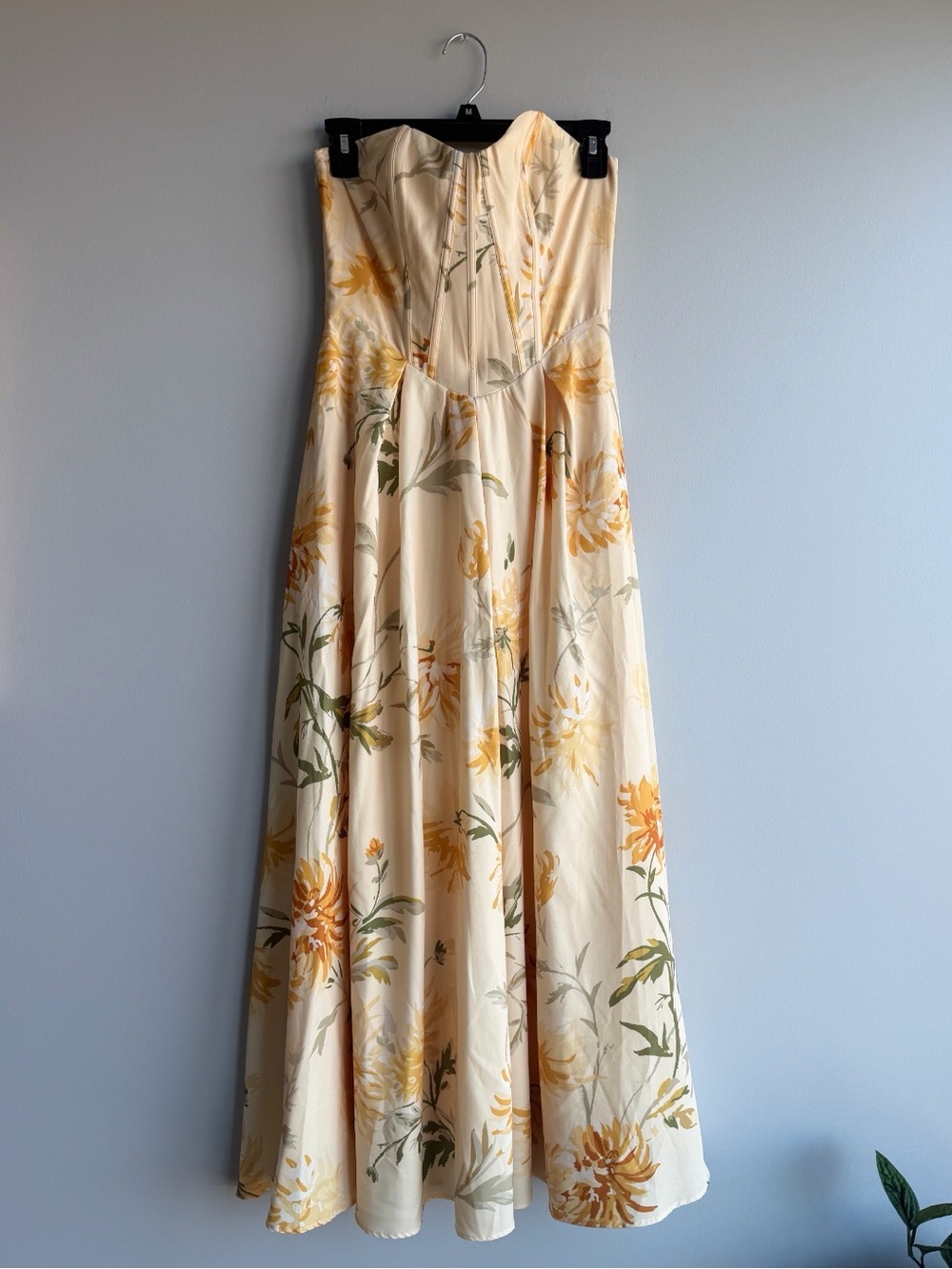 NWT Parthea Strapless Floral Maxi Dress Yellow